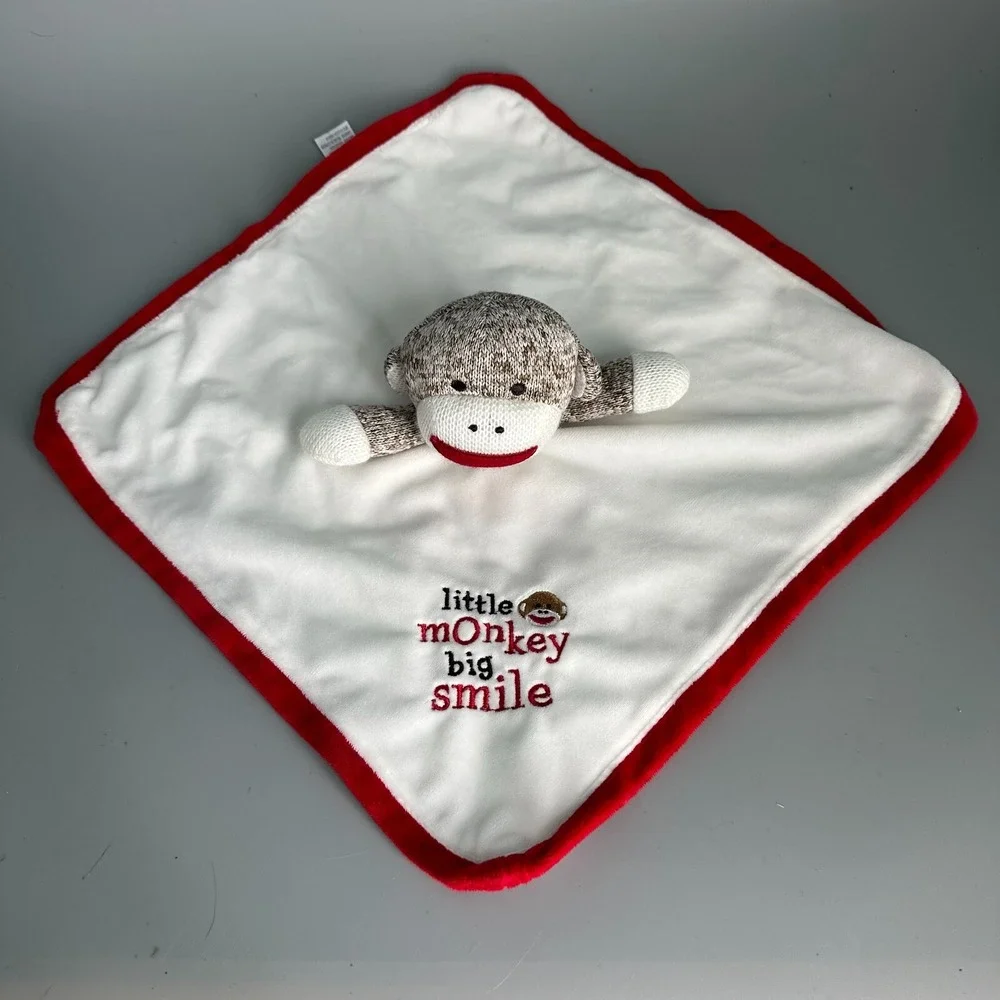 Baby Starters Sock Monkey Security Blanket Little Monkey Big Smile Lovey A34055